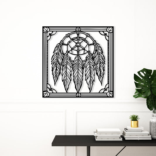 Dreamcatcher Metal Wall Art, Boho Feather Decor, Spiritual Housewarming Gift, Large Bedroom Hanging | Wallsignature