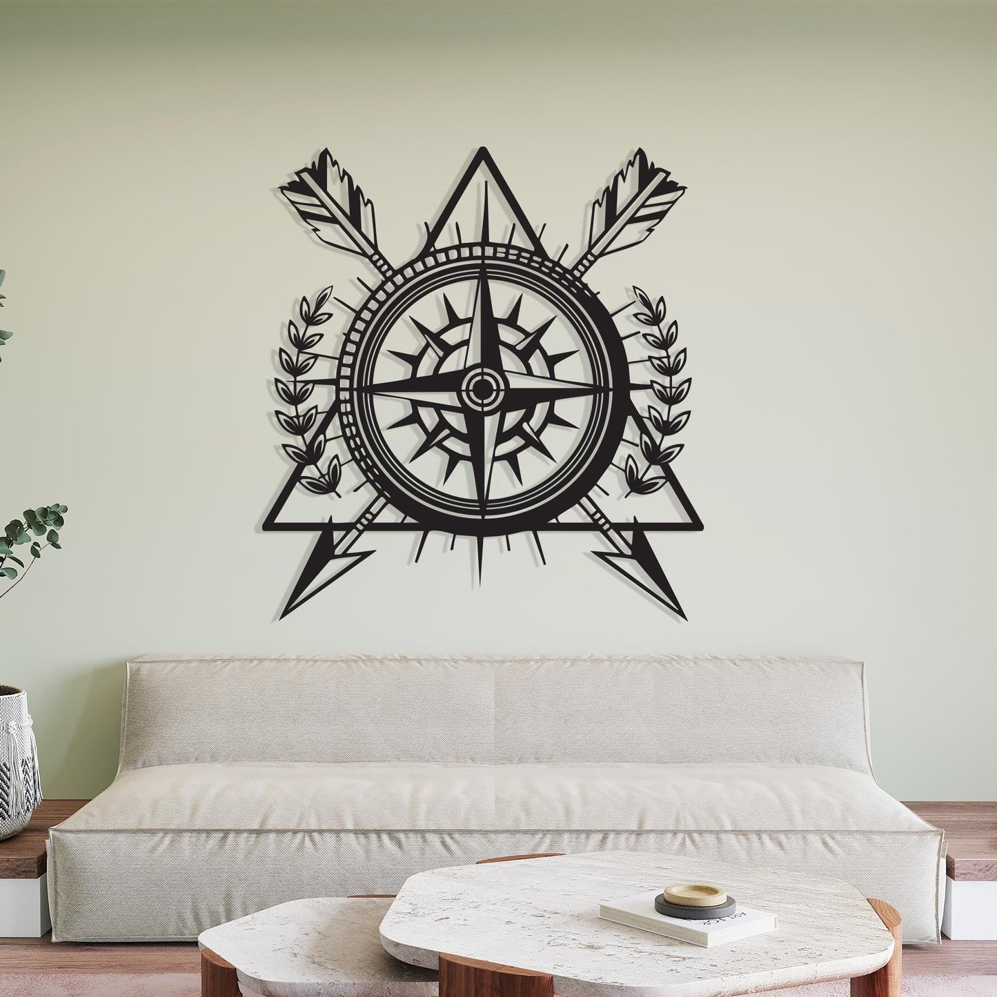 Rustic Arrow Compass Metal Wall Art, Explorer Decor | Wallsignature