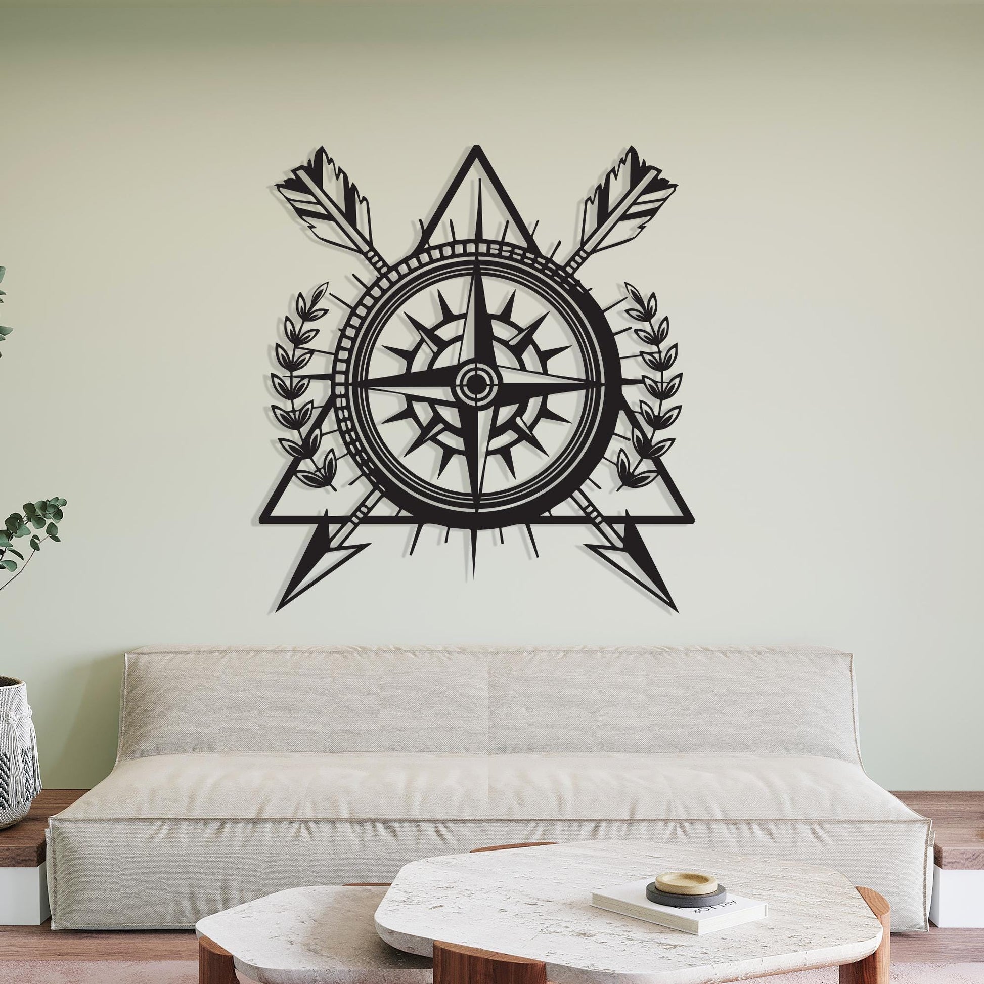 Rustic Arrow Compass Metal Wall Art, Explorer Decor | Wallsignature