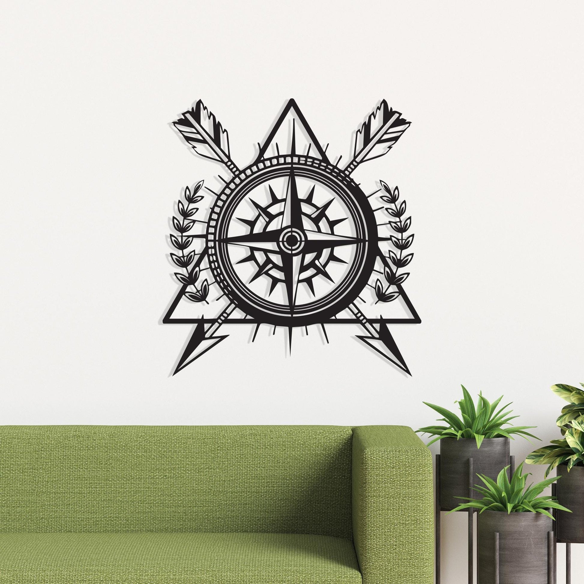 Rustic Arrow Compass Metal Wall Art, Explorer Decor | Wallsignature