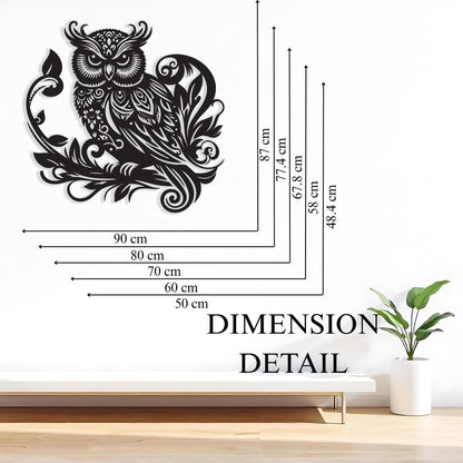 Black Metal Owl Wall Art styled above a sofa