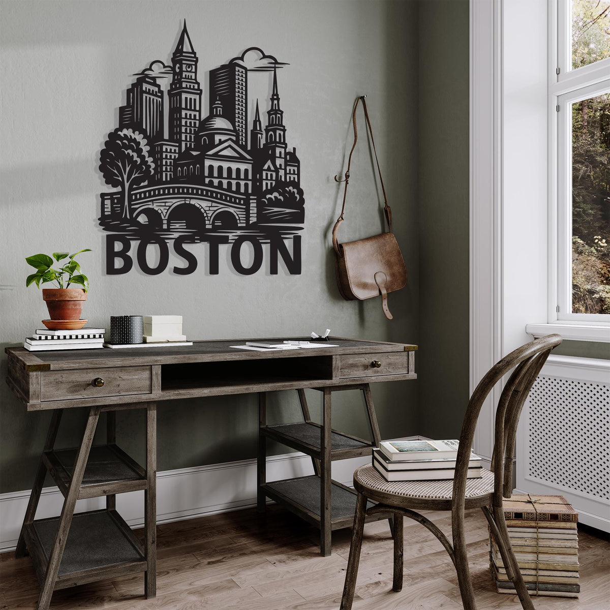 Boston Skyline Metal Wall Art bedroom interior styling