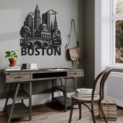 Boston Skyline Metal Wall Art bedroom interior styling