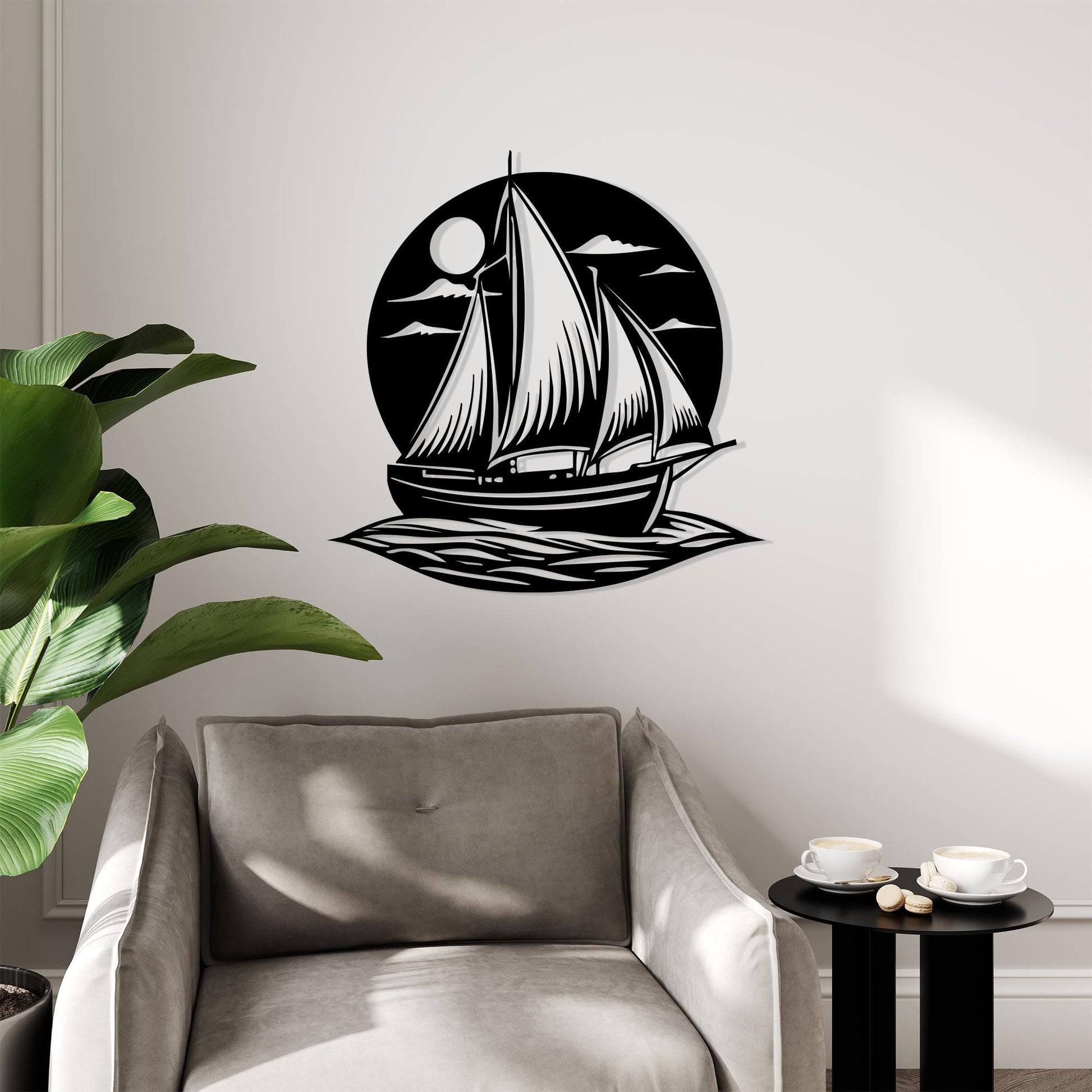 Sailboat Metal Wall Art detail of the metal edge