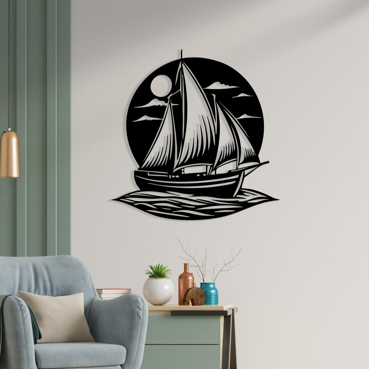 Sailboat Metal Wall Art bedroom interior styling