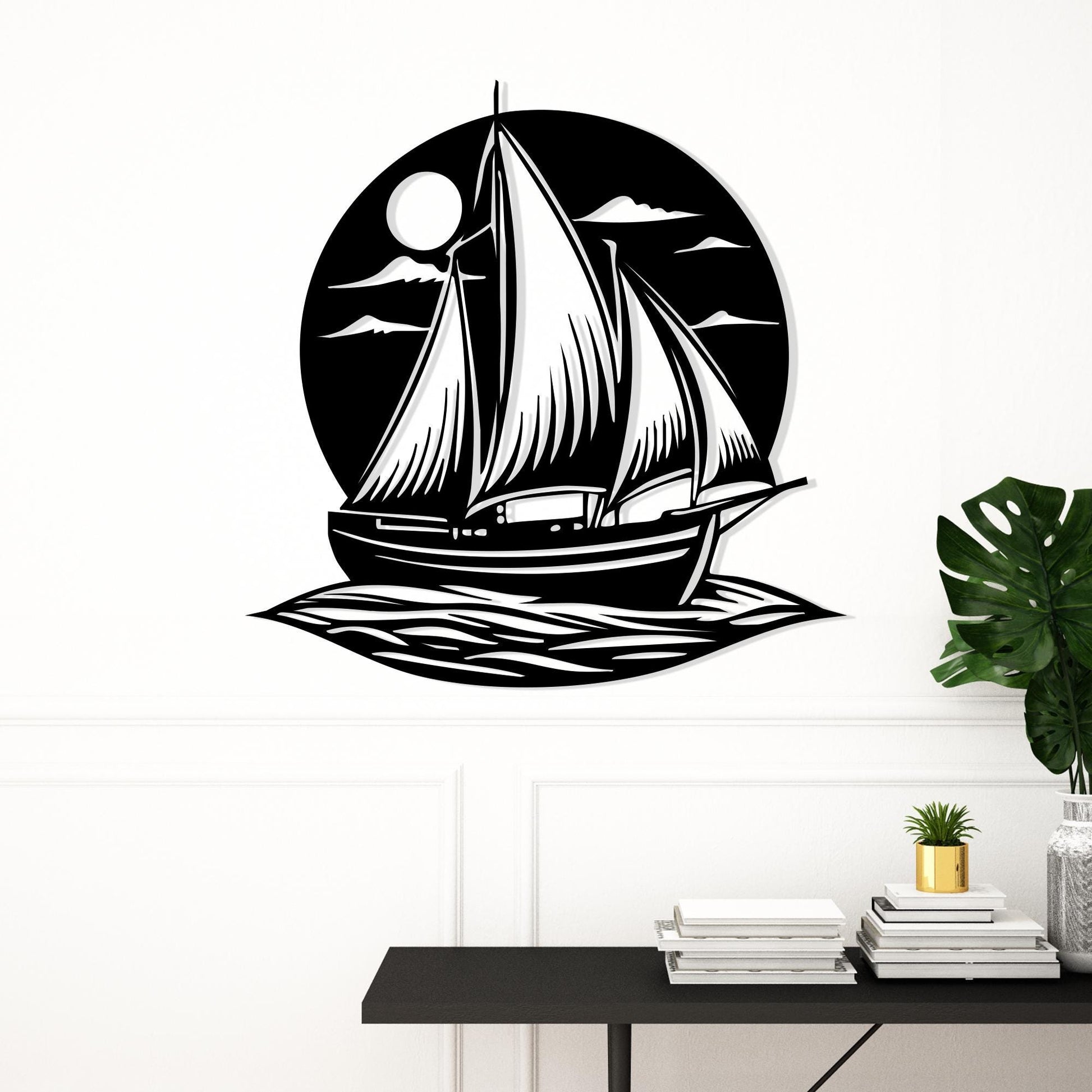 Sailboat Metal Wall Art, Coastal Nautical Decor, Beach House Accent | Wallsignature