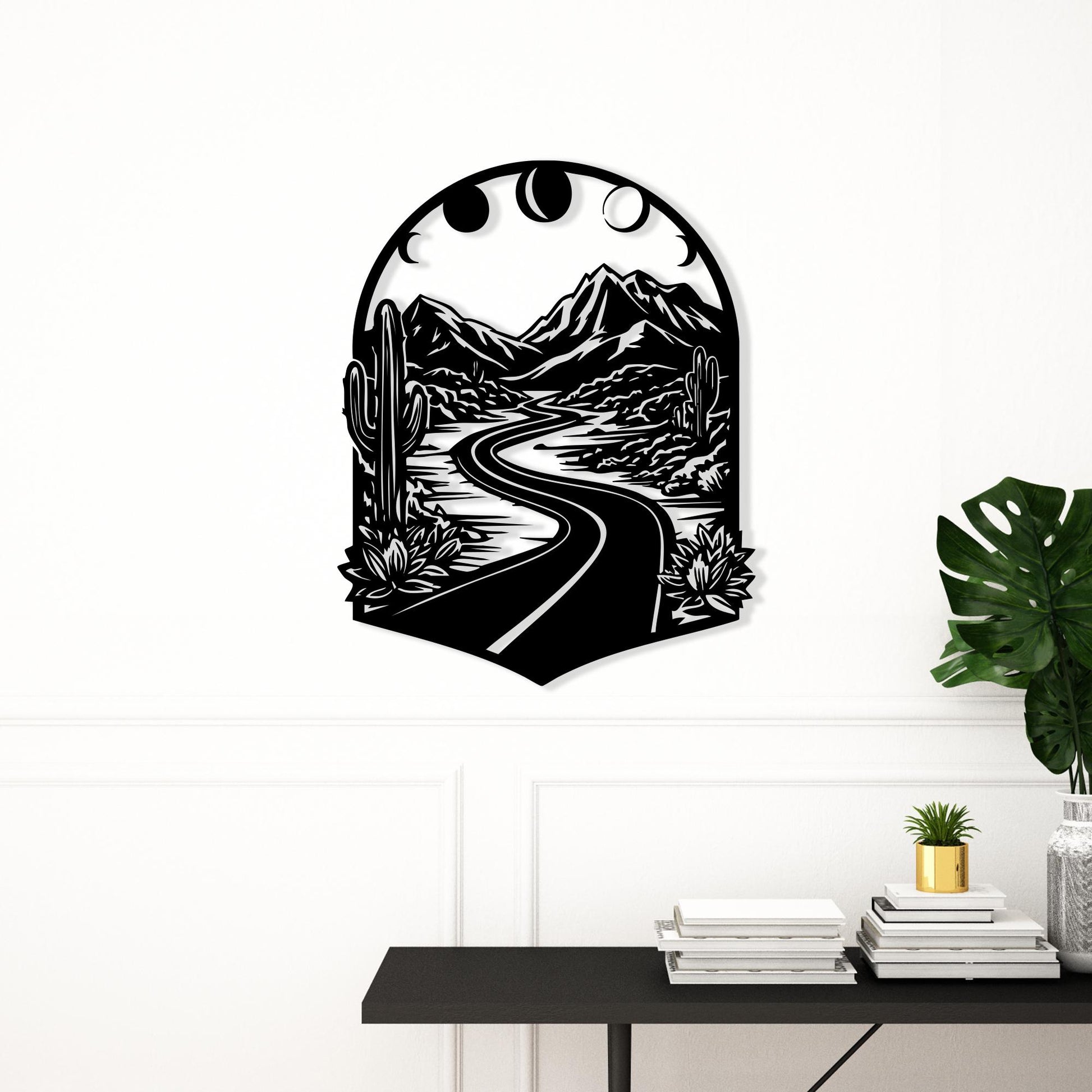Boho Mountain Road Metal Wall Art bedroom interior styling