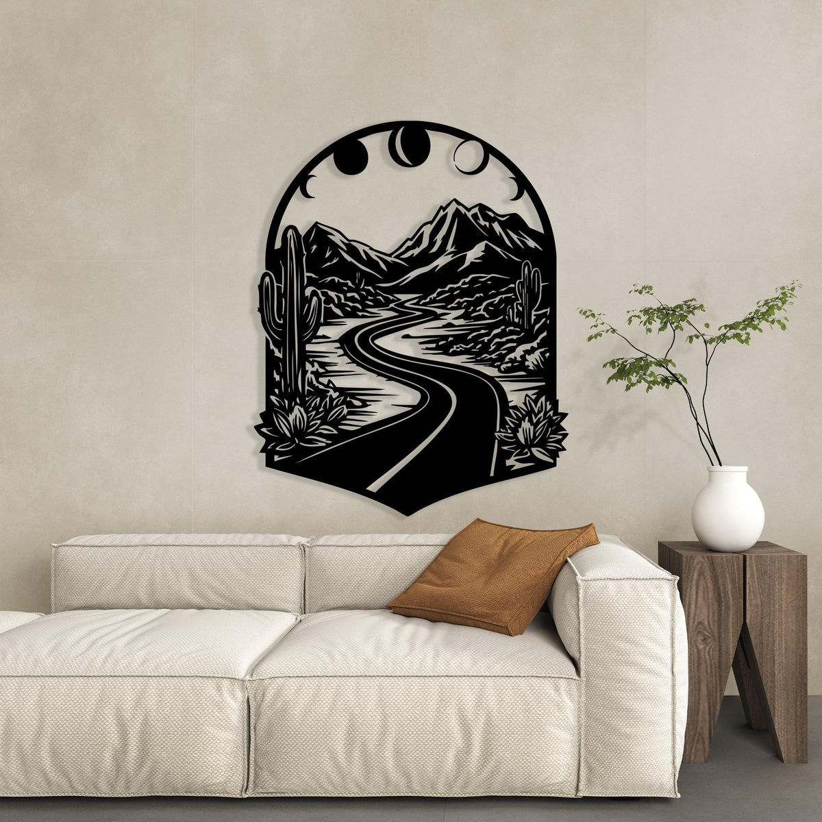 Boho Mountain Road Metal Wall Art colour options for the metal panel