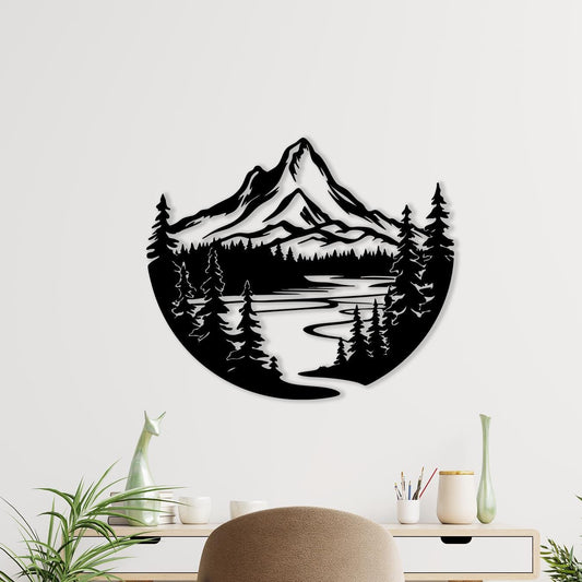 Mountain Metal Wall Art – laser-cut steel wall decor