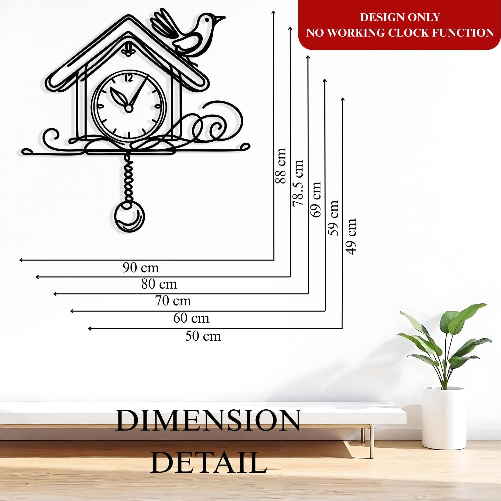 Cuckoo Clock Metal Wall Art, Laser Cut Birdhouse Silhouette, Modern Home Décor | Wallsignature