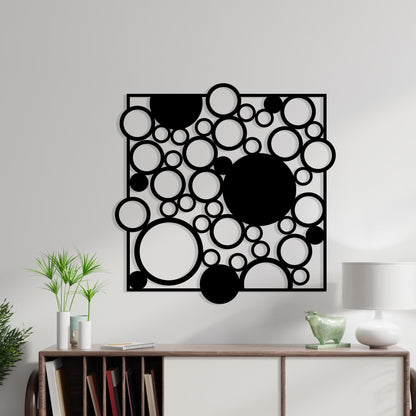 Geometric Circle Metal Wall Art close-up of the powder-coated finish