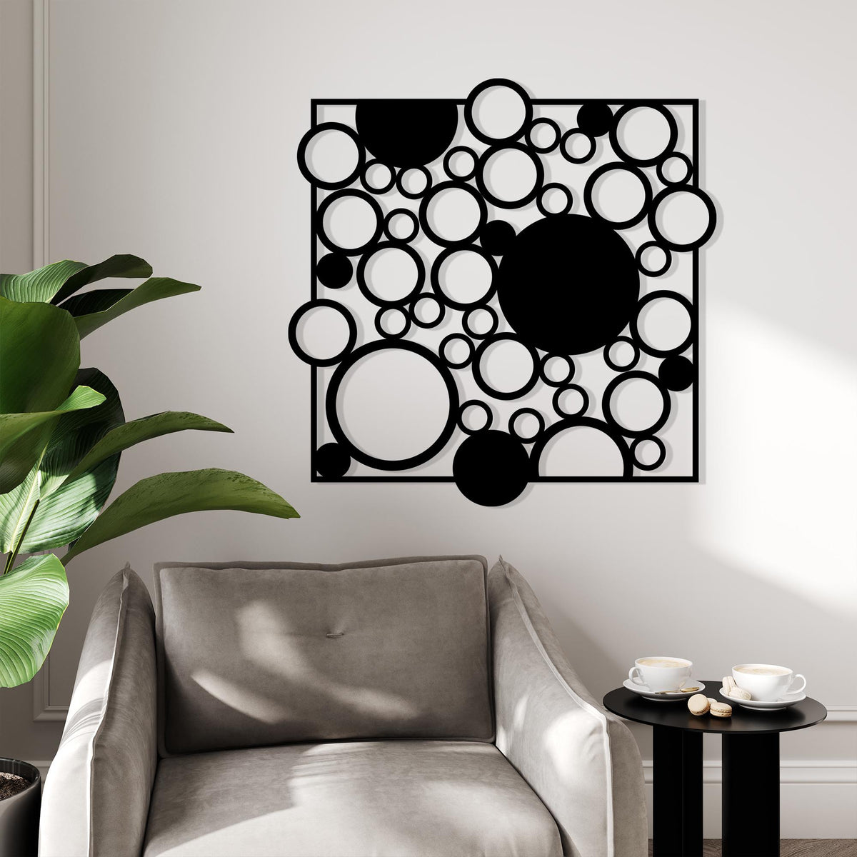 Geometric Circle Metal Wall Art colour options for the metal panel