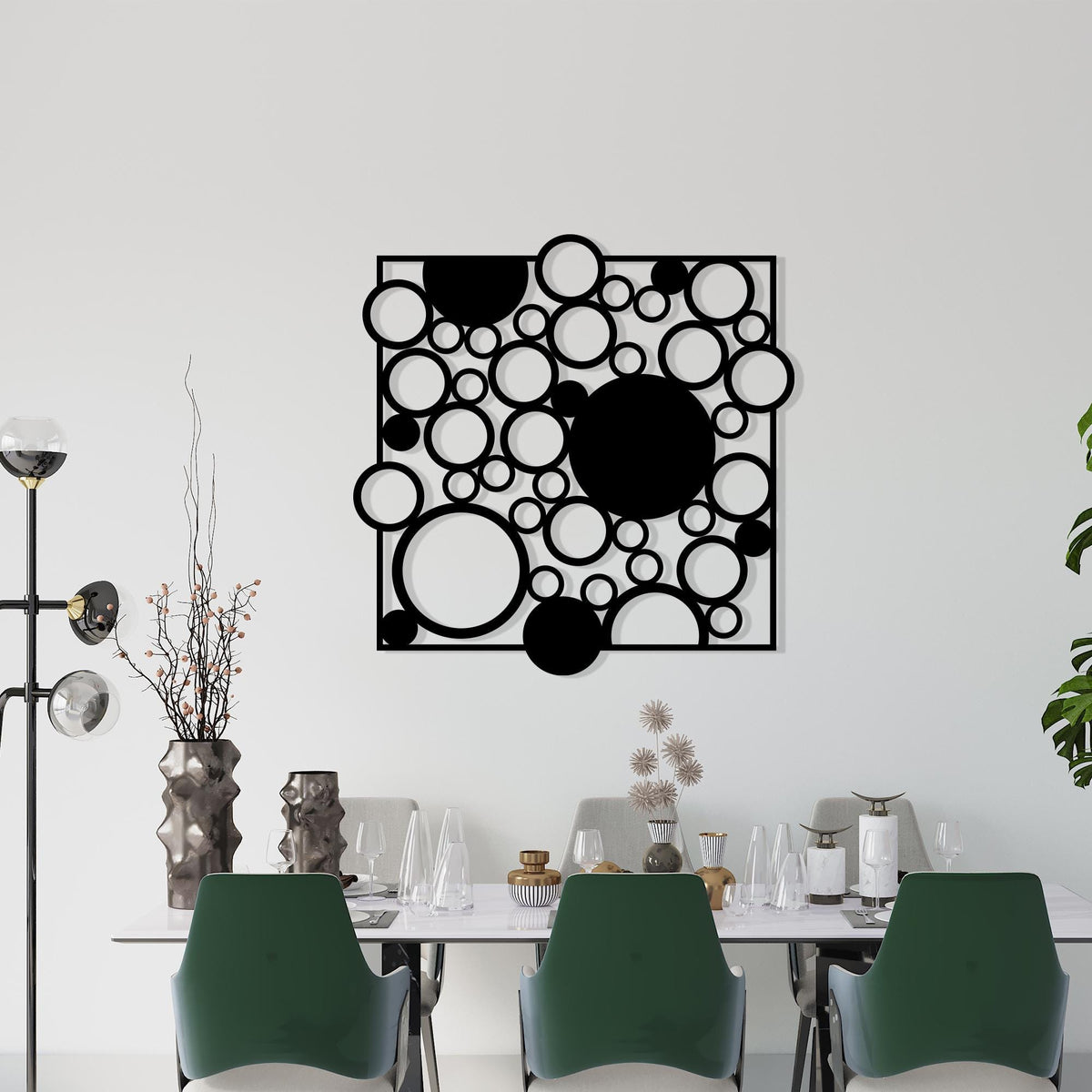 Geometric Circle Metal Wall Art hanging hardware and mounting detail