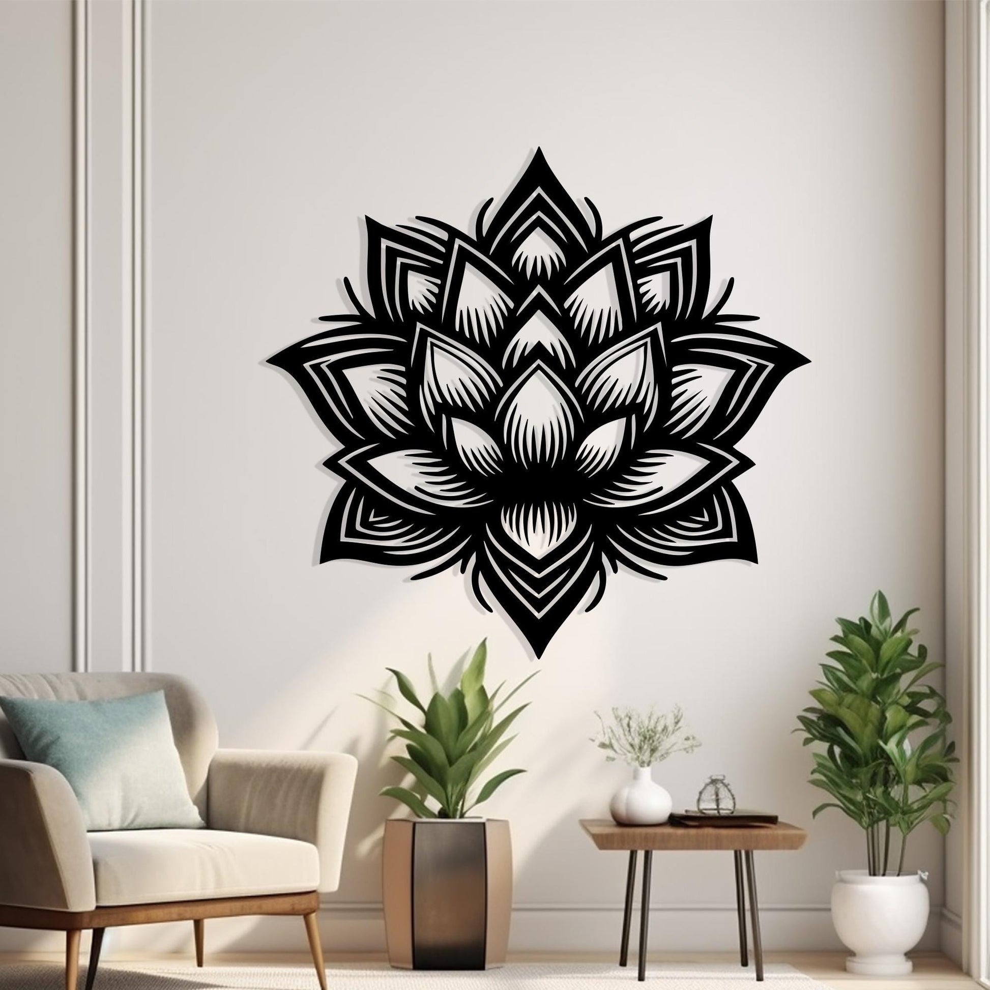Lotus Flower Metal Wall Art, Boho Zen Mandala Decor | Wallsignature