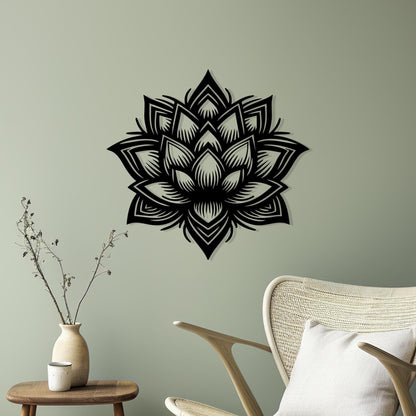 Lotus Flower Metal Wall Art size guide with dimensions in cm and inches