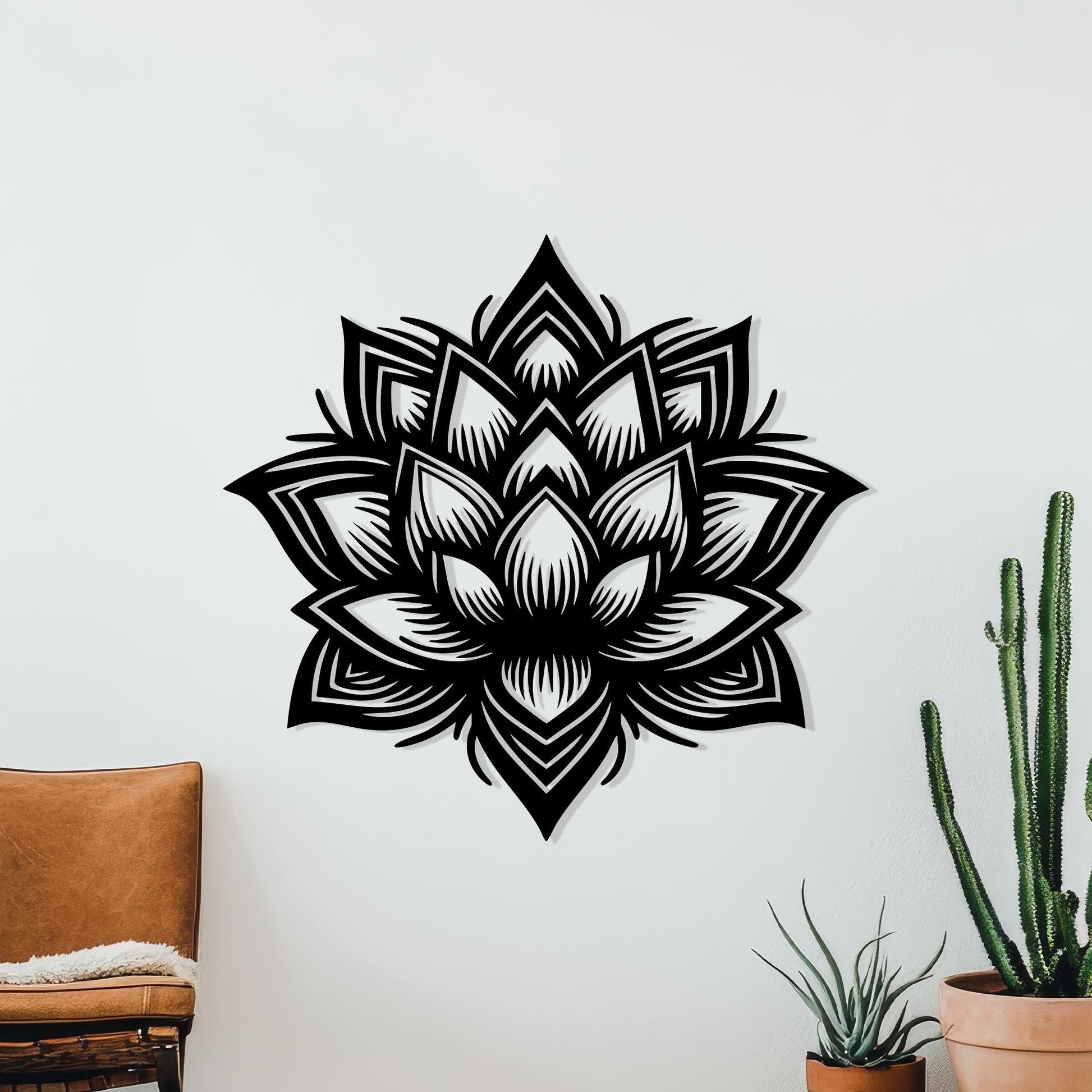 Lotus Flower Metal Wall Art, Boho Zen Mandala Decor | Wallsignature