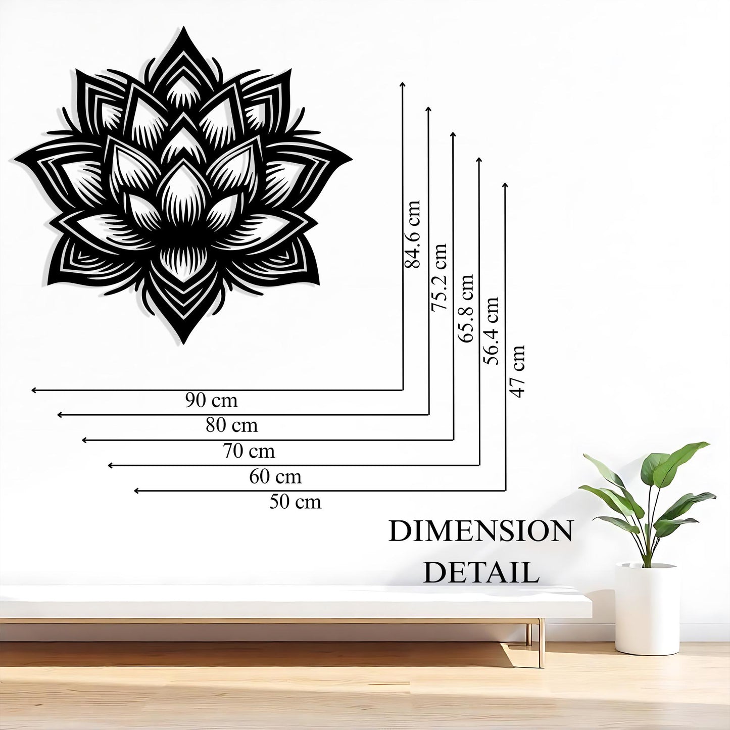 Lotus Flower Metal Wall Art, Boho Zen Mandala Decor | Wallsignature