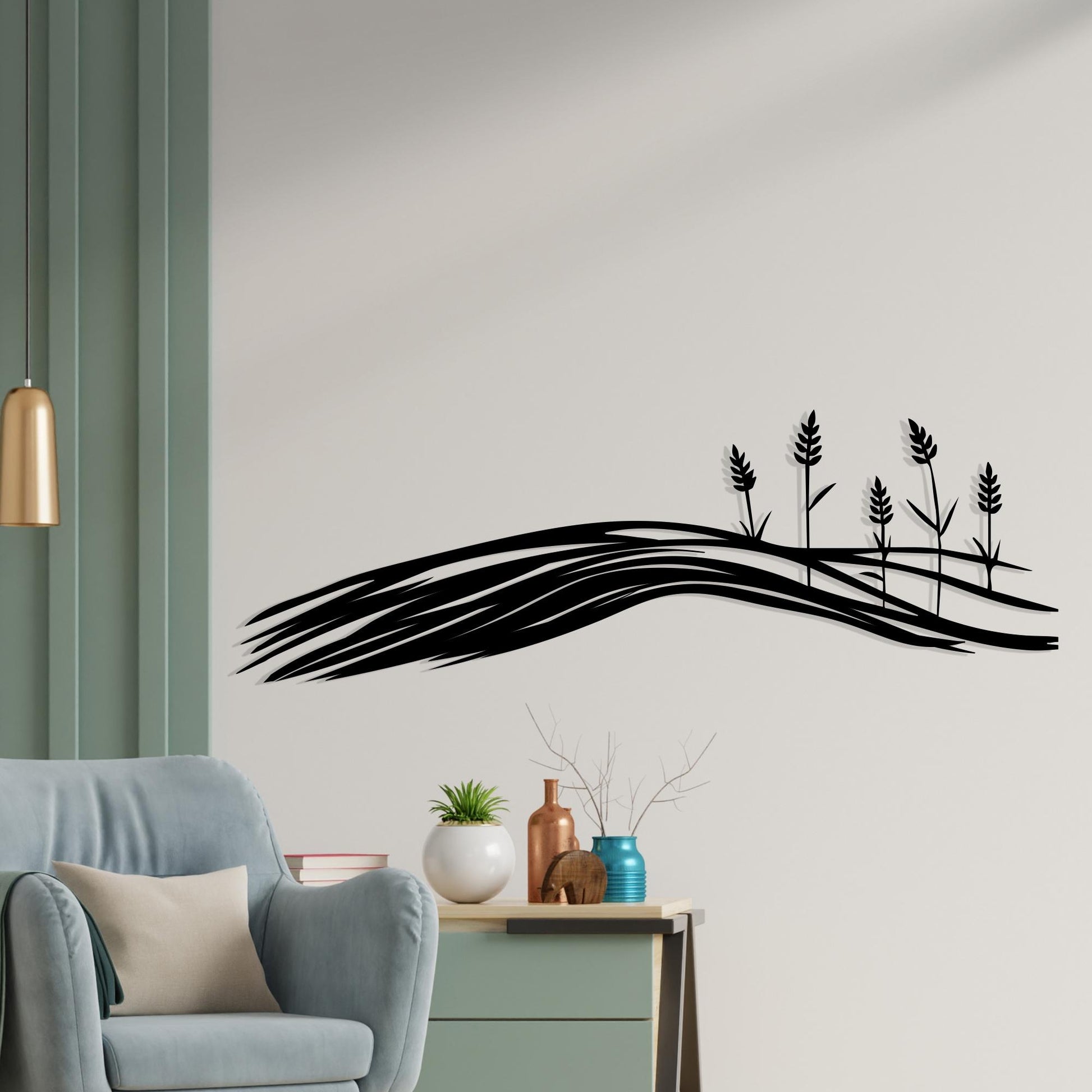 Wheat Field Metal Wall Art bedroom interior styling