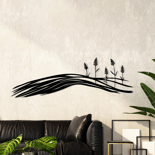 Wheat Field Metal Wall Art, Rustic Farmhouse Silhouette, Unique Birthday Gift | Wallsignature