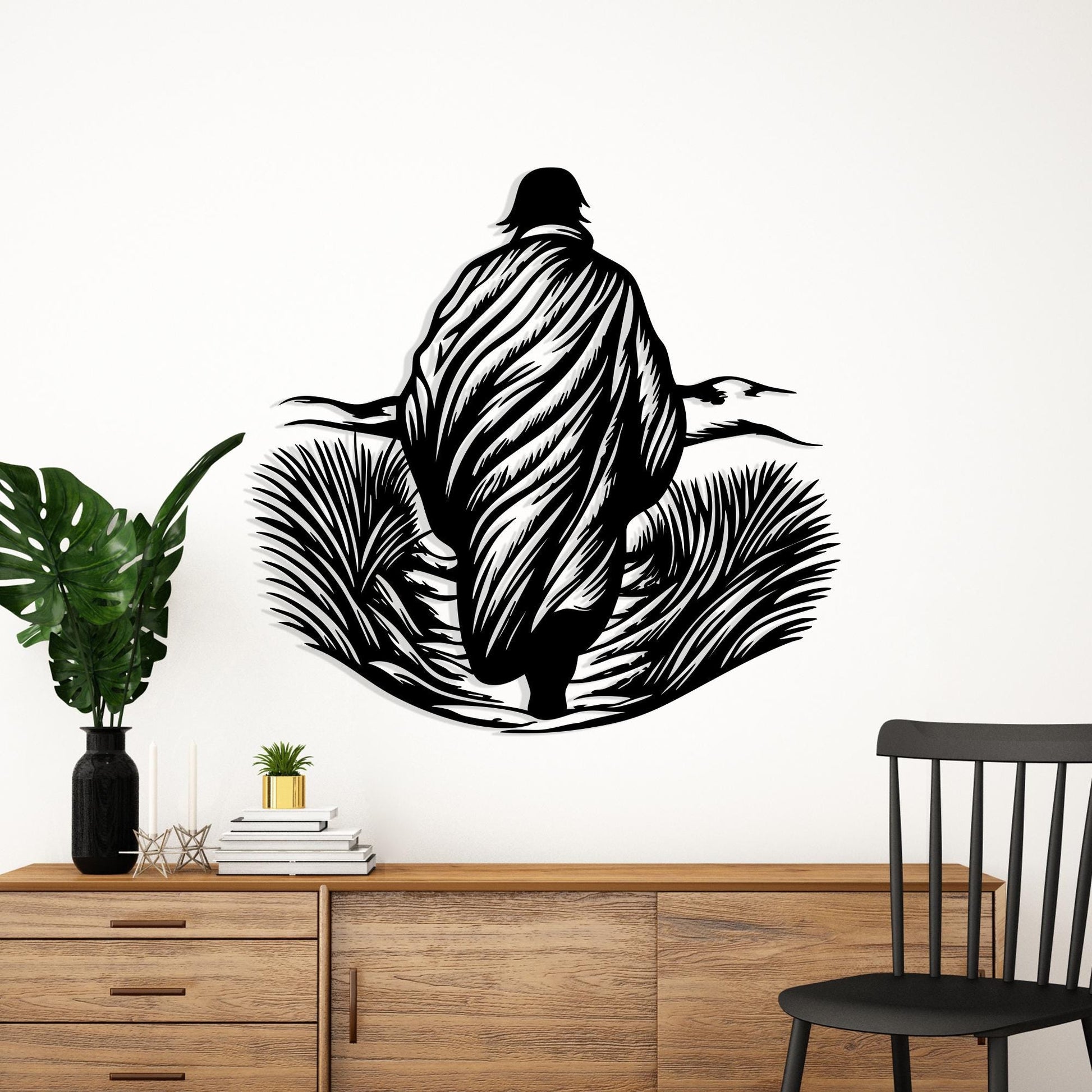 Walking Man Metal Wall Art, Rustic Modern Home Decor | Wallsignature