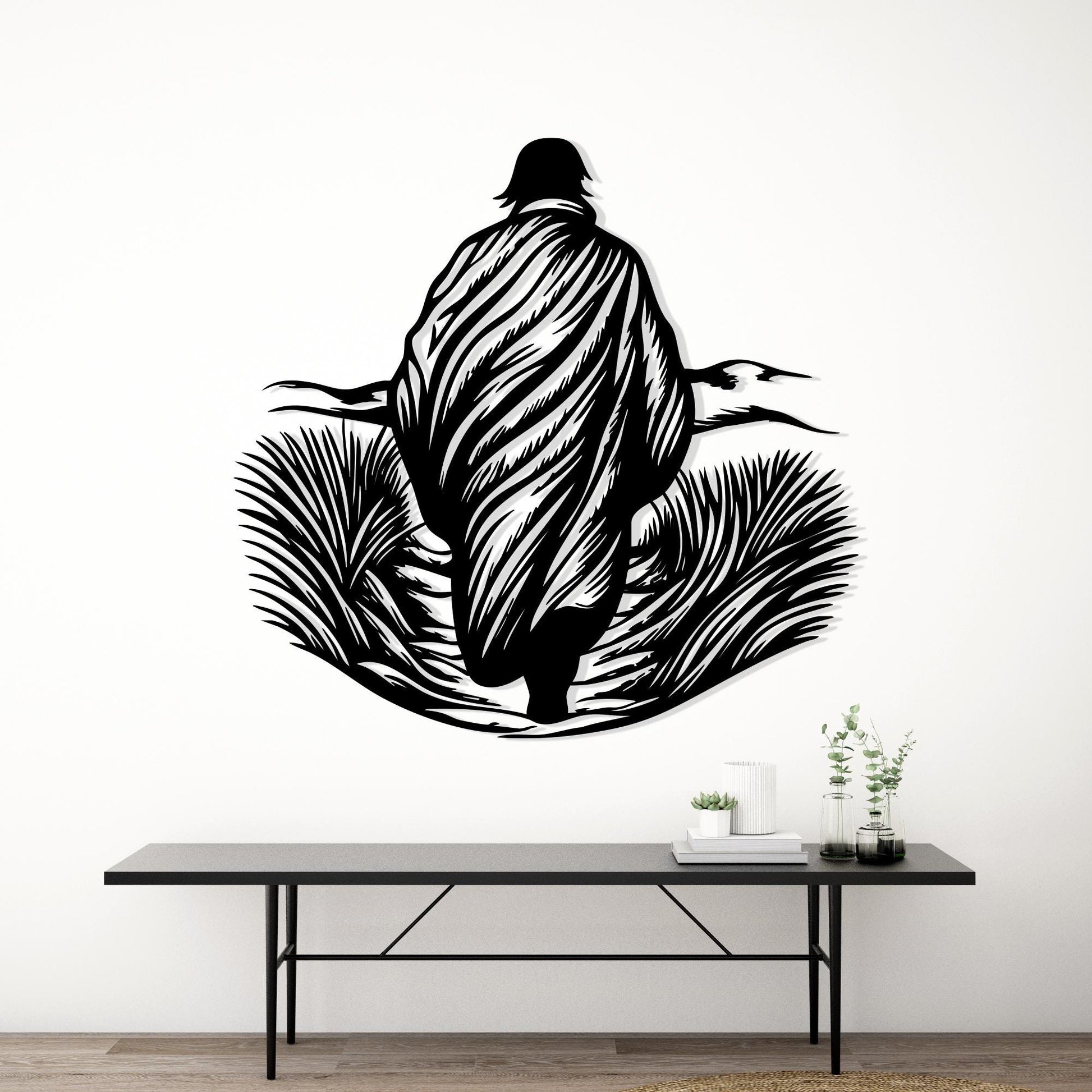 Walking Man Metal Wall Art, Rustic Modern Home Decor | Wallsignature