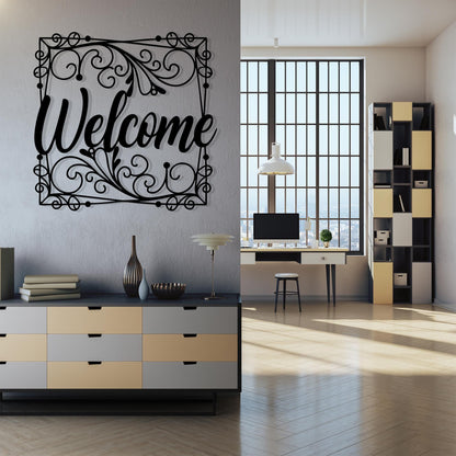 Ornate Metal Welcome Sign colour options for the metal panel