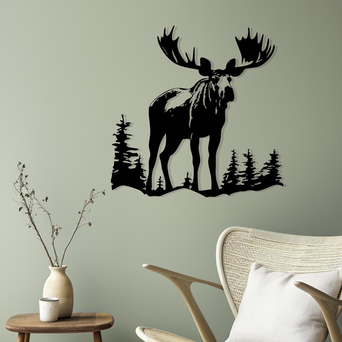 Moose Metal Wall Art, Rustic Cabin Decor, Forest Animal Silhouette | Wallsignature