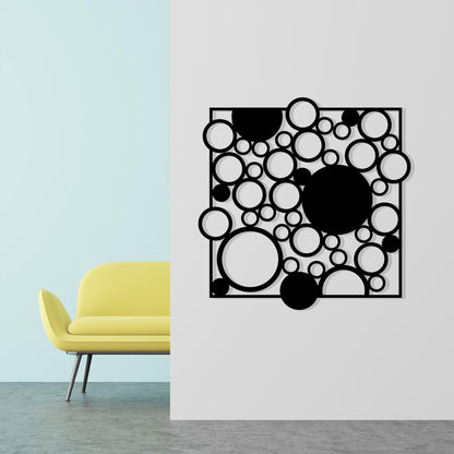 Geometric Circle Metal Wall Art in a modern hallway