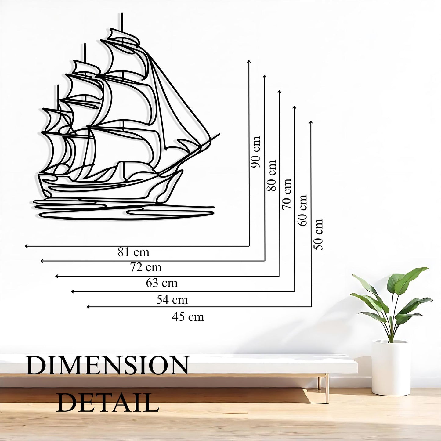 Minimalist Sailboat Metal Wall Art, Nautical Home Decor, Unique Birthday Gift | Wallsignature