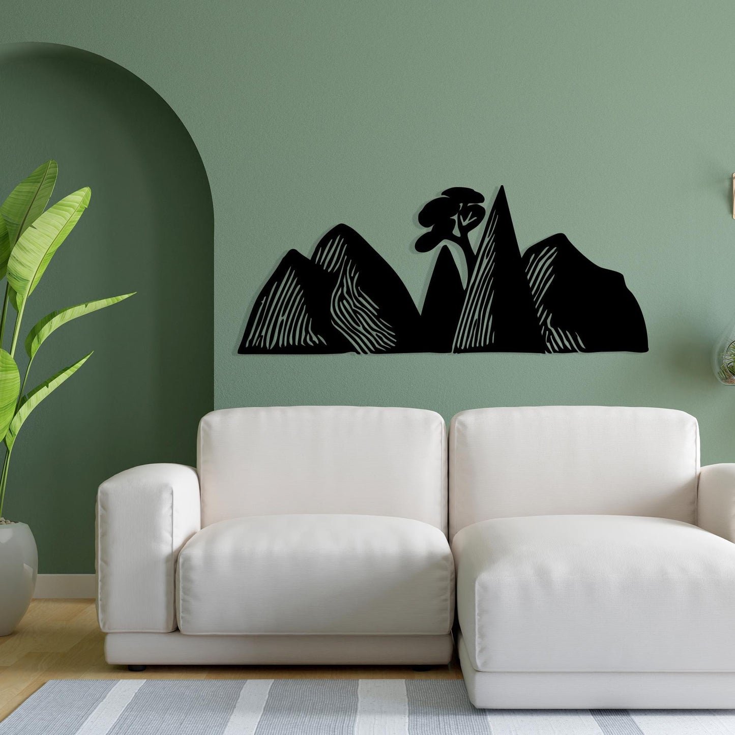 Mountain Metal Wall Art, Minimalist Tree and Nature Landscape Wall Decor For Living Room | Wallsignature