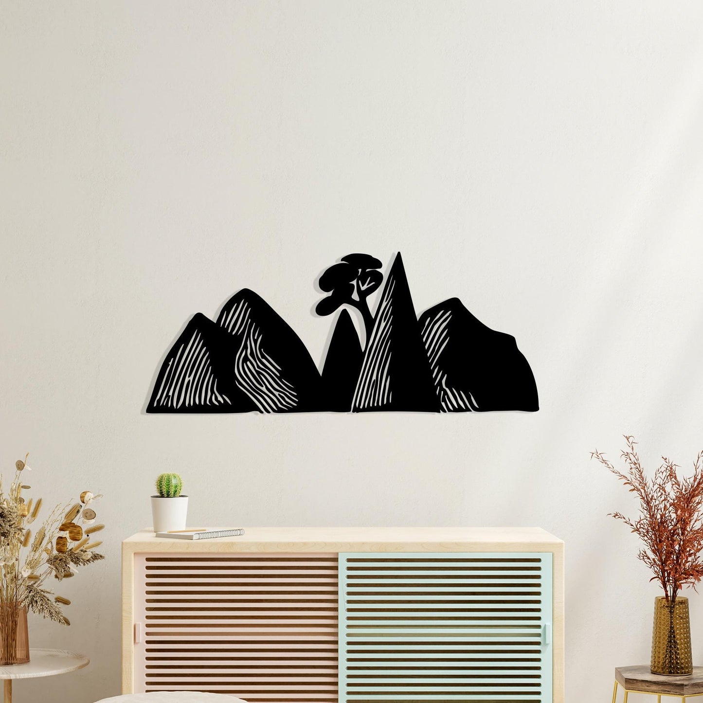 Mountain Metal Wall Art hanging hardware and mounting detail