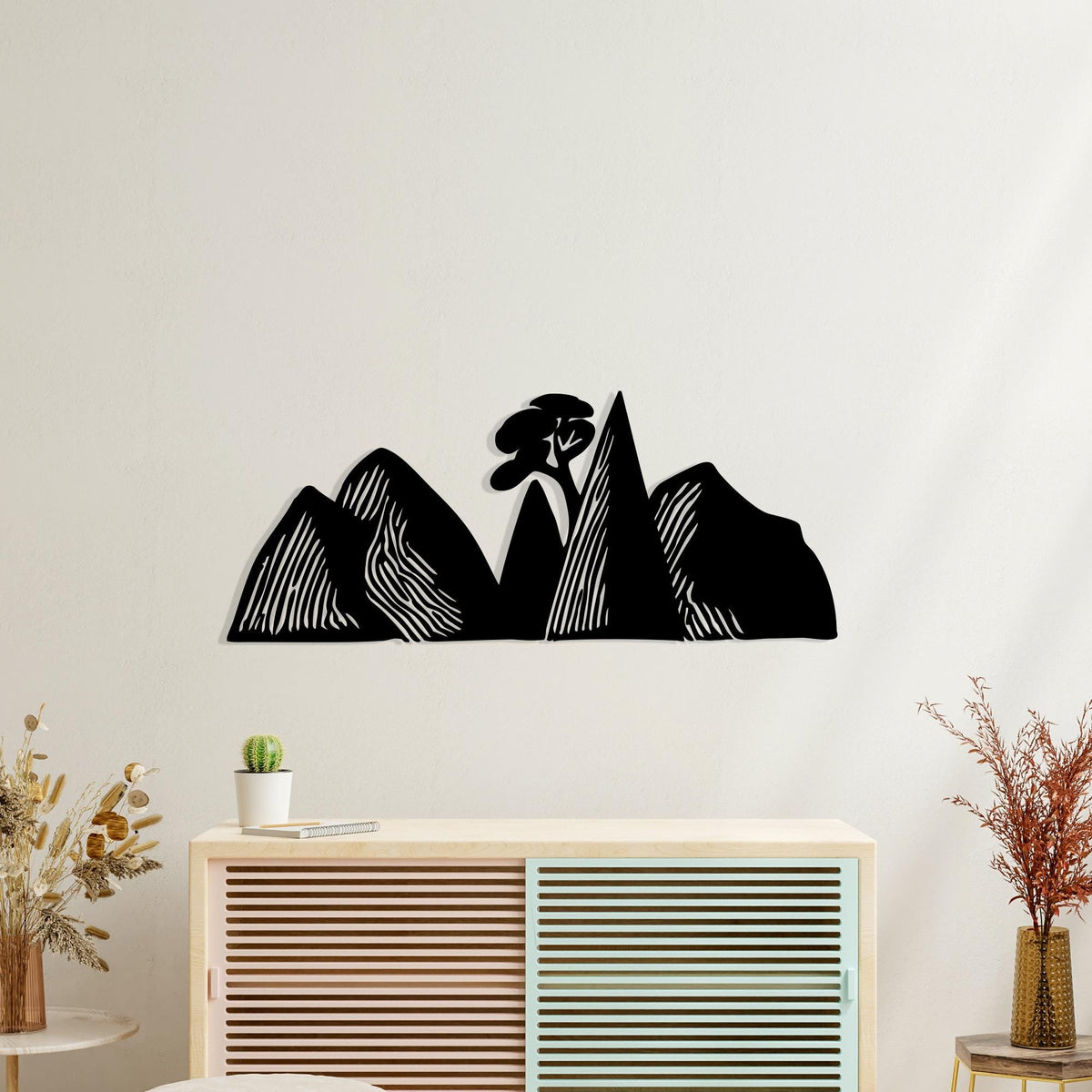 Mountain Metal Wall Art hanging hardware and mounting detail