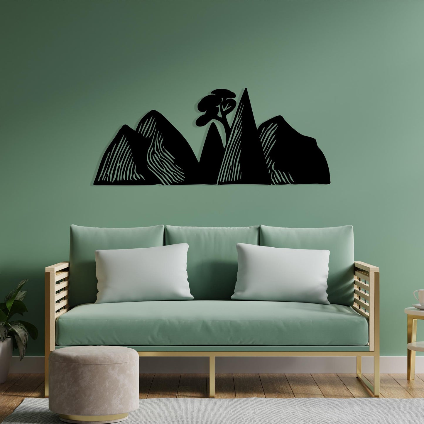 Mountain Metal Wall Art in a modern hallway