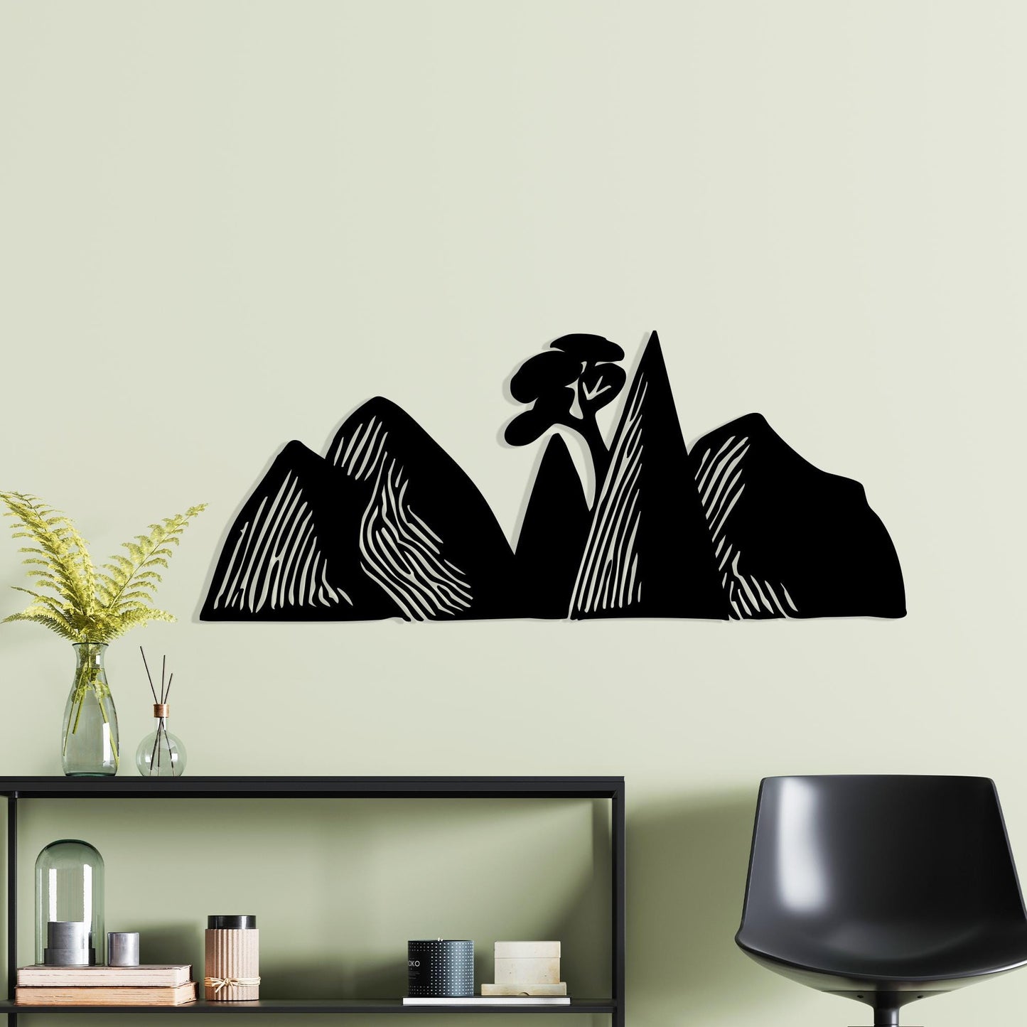 Mountain Metal Wall Art – laser-cut steel wall decor