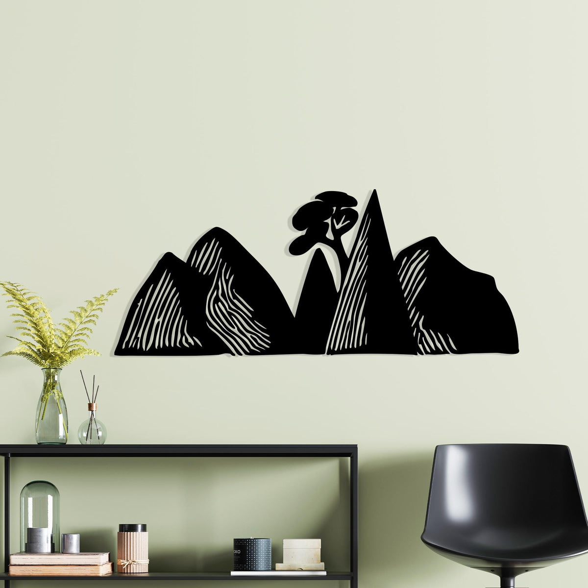 Mountain Metal Wall Art – laser-cut steel wall decor