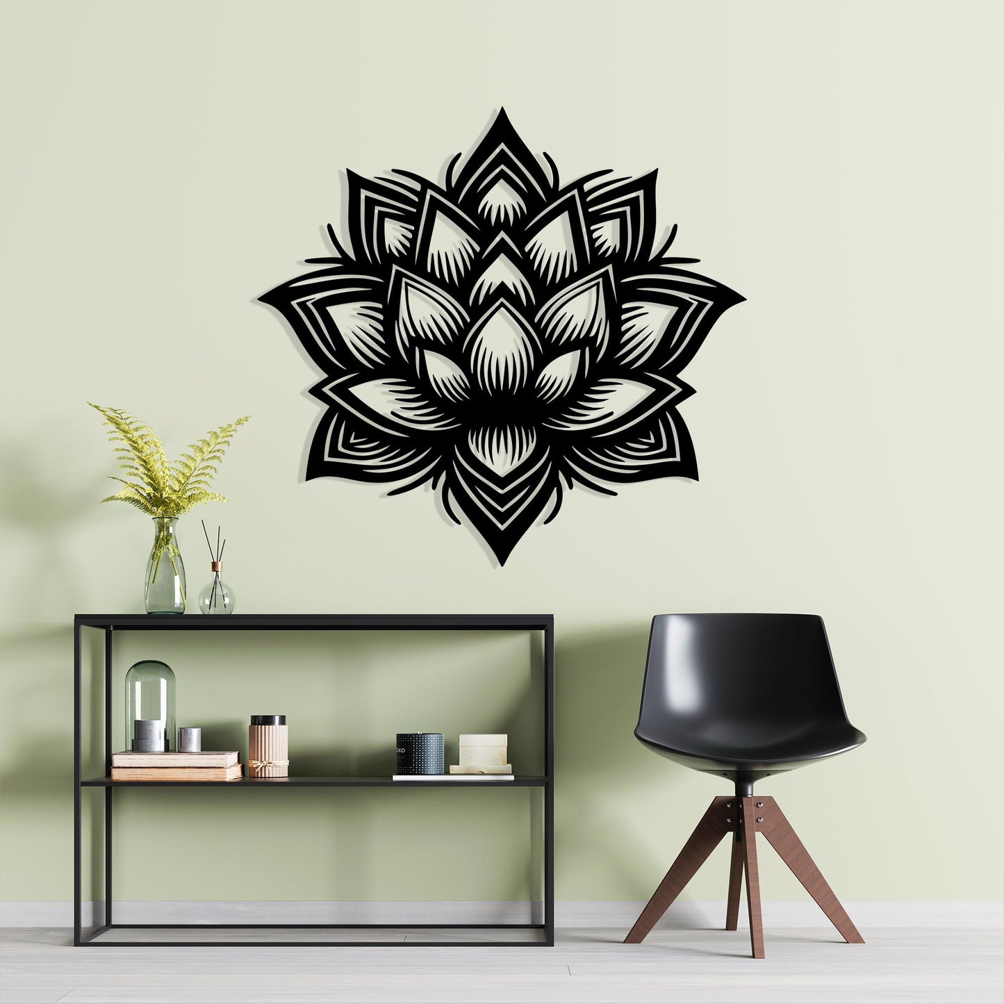 Lotus Flower Metal Wall Art detail of the metal edge