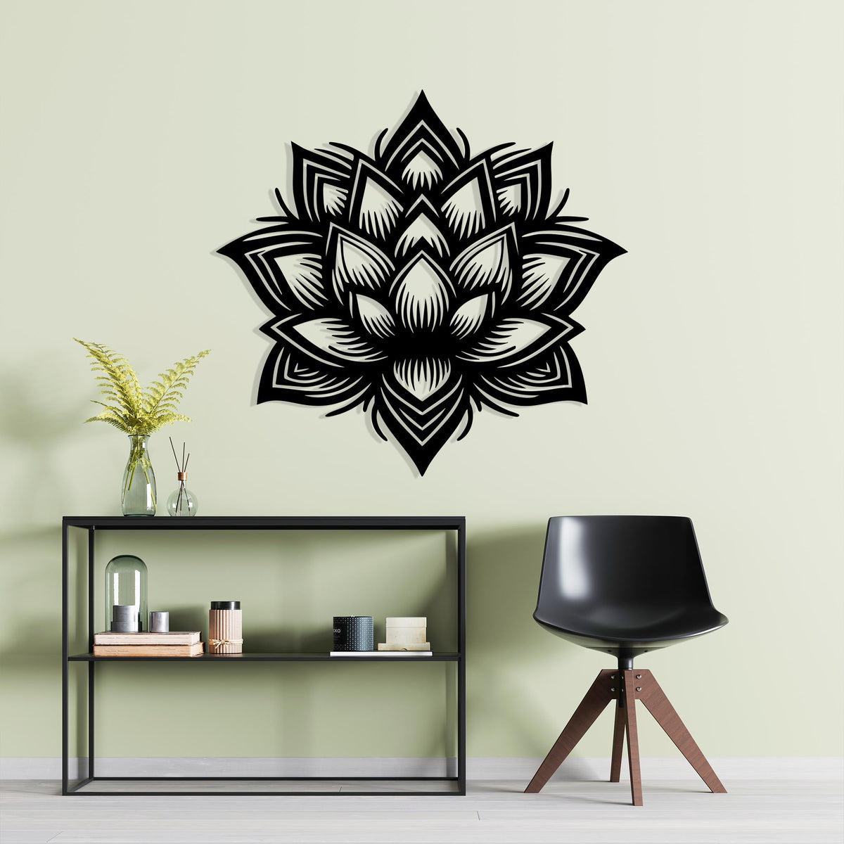 Lotus Flower Metal Wall Art detail of the metal edge