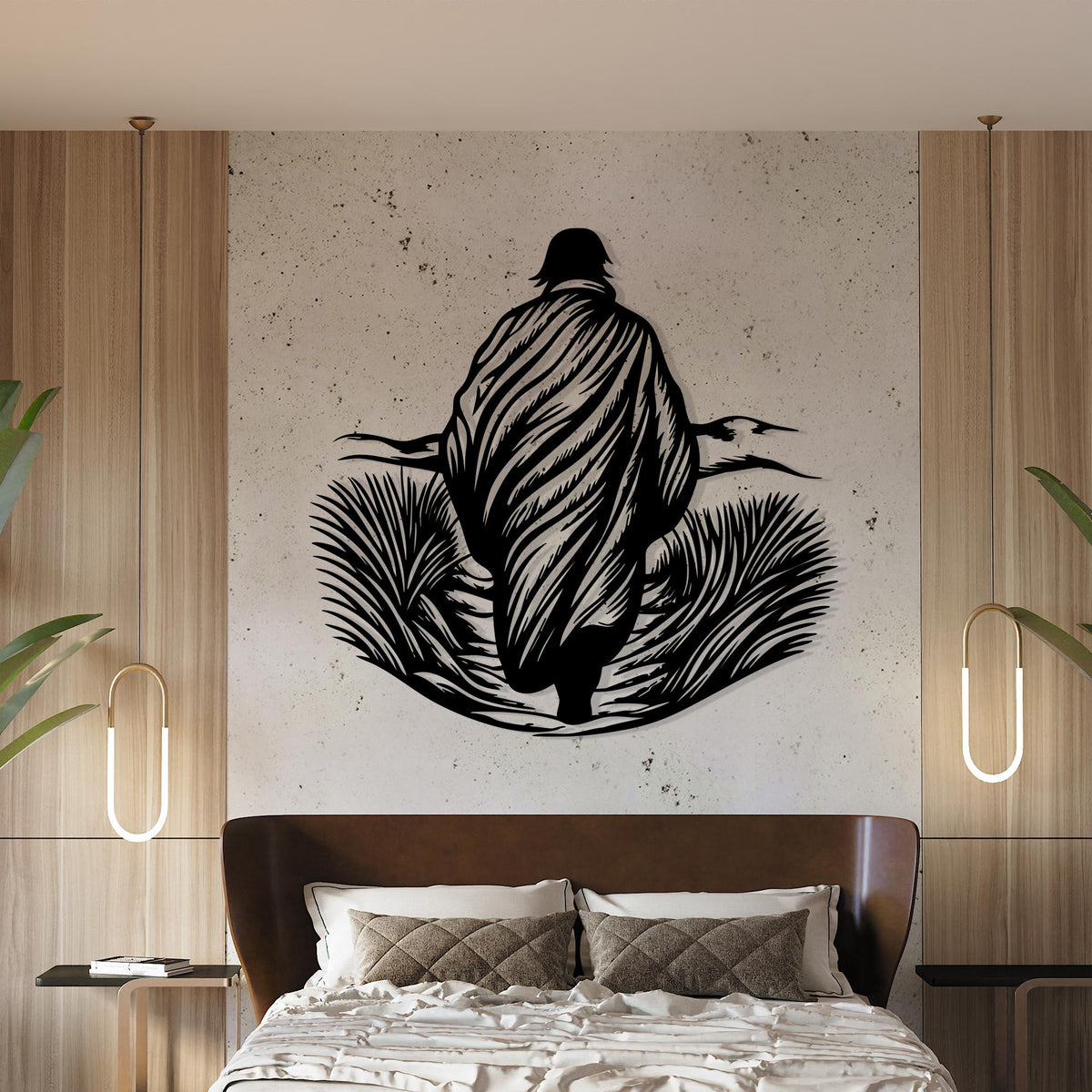 Walking Man Metal Wall Art hanging hardware and mounting detail