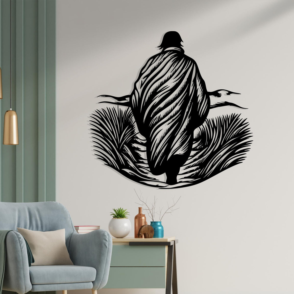 Walking Man Metal Wall Art colour options for the metal panel