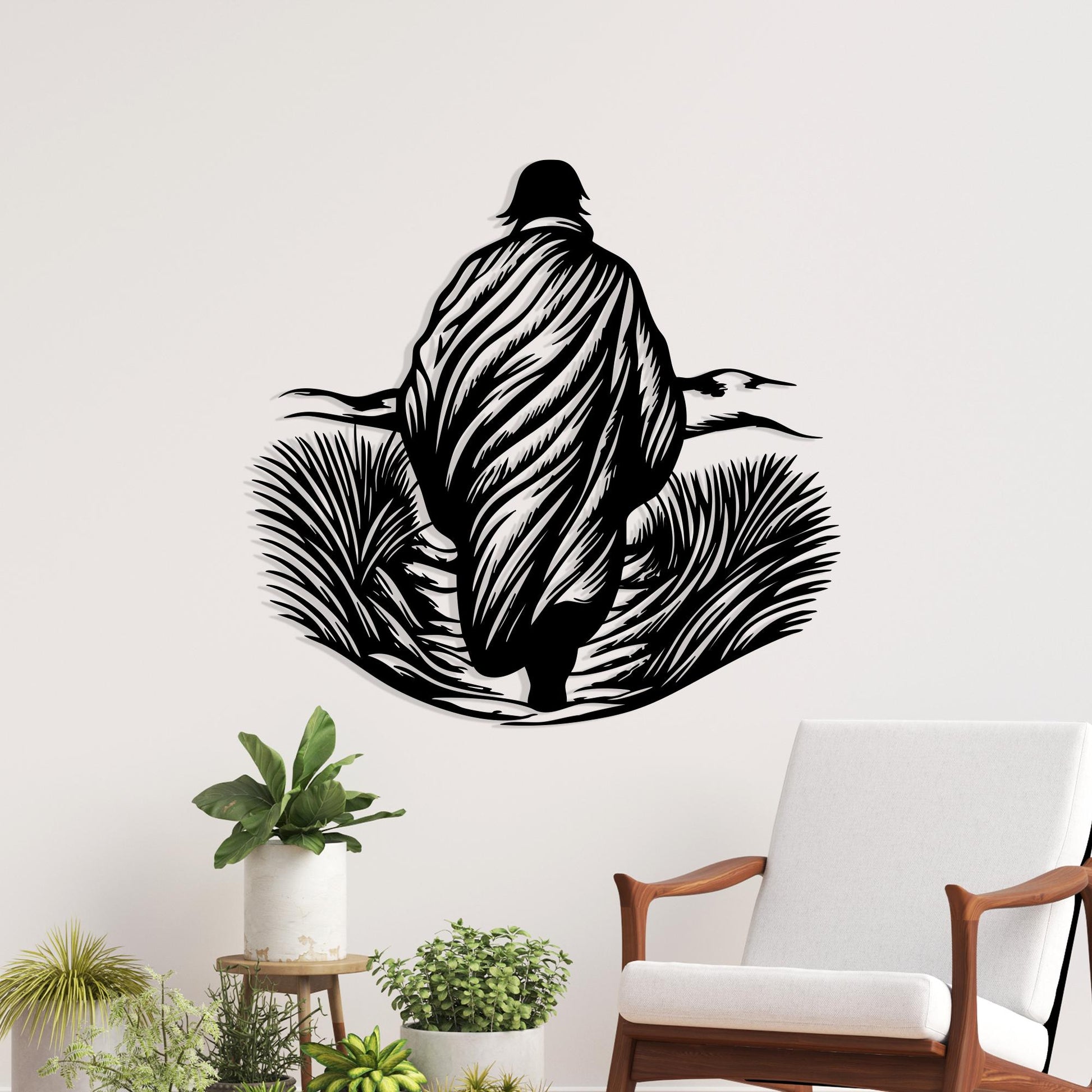 Walking Man Metal Wall Art bedroom interior styling