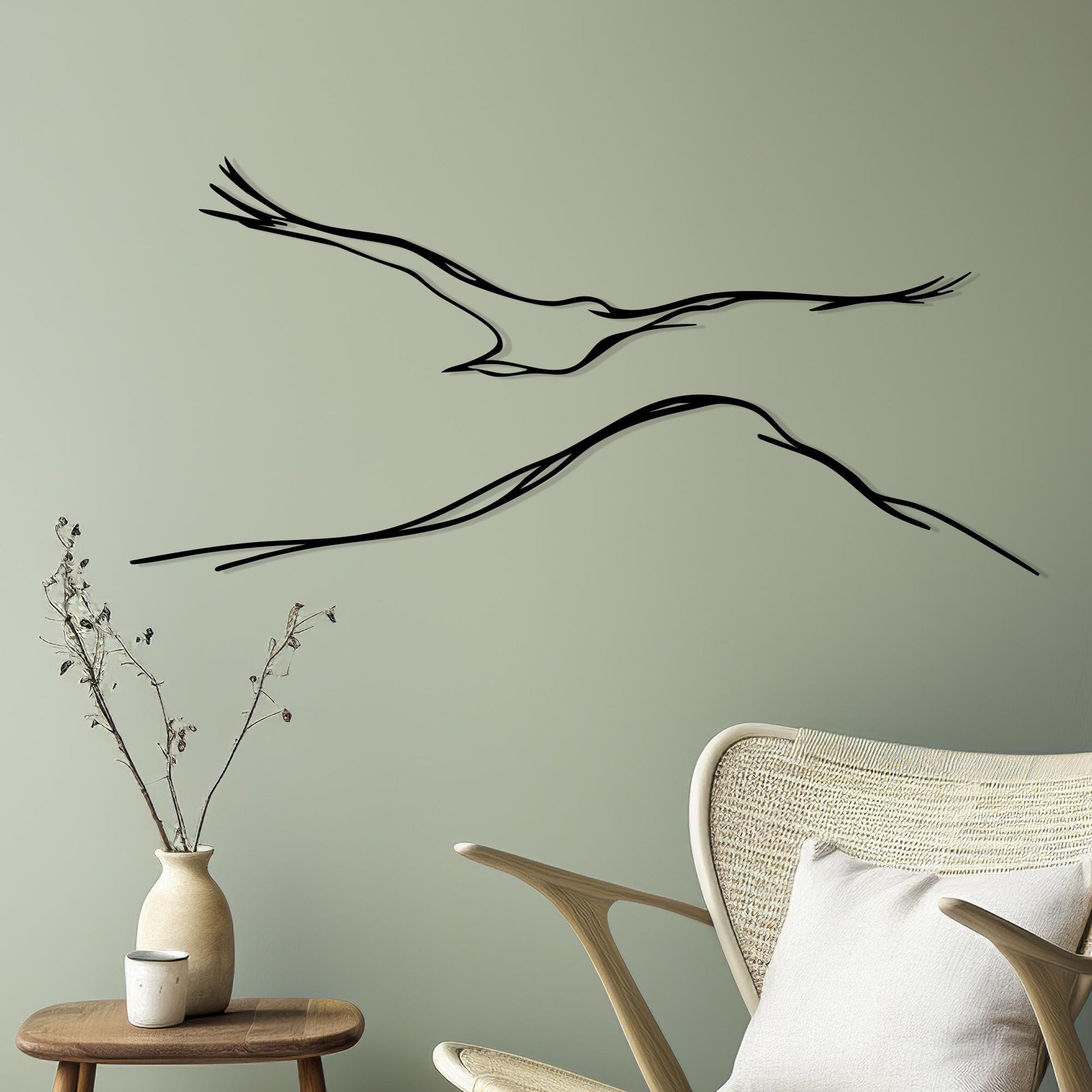 Flying Bird Metal Wall Art, Minimalist Nature Home Office Decor, One Line Drawing Gift | Wallsignature