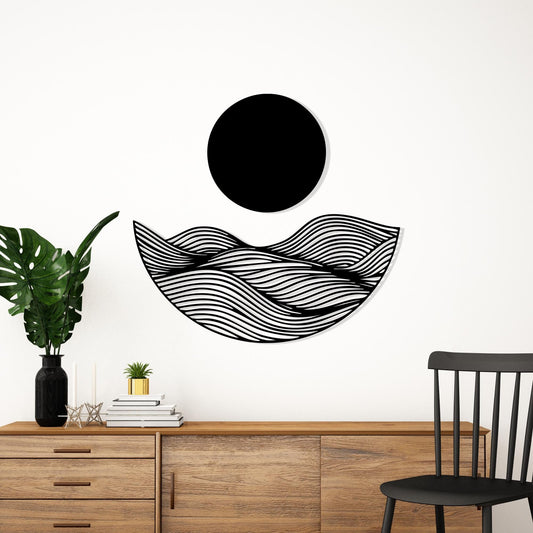 Metal Wall Art, Ocean Wave Sunset Decor, Minimalist Sea Scene, Modern Coastal Gift | Wallsignature