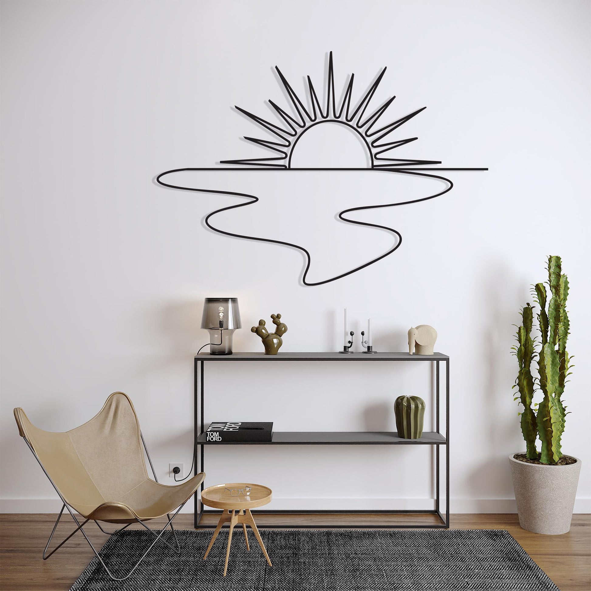 Sunrise Metal Wall Art bedroom interior styling