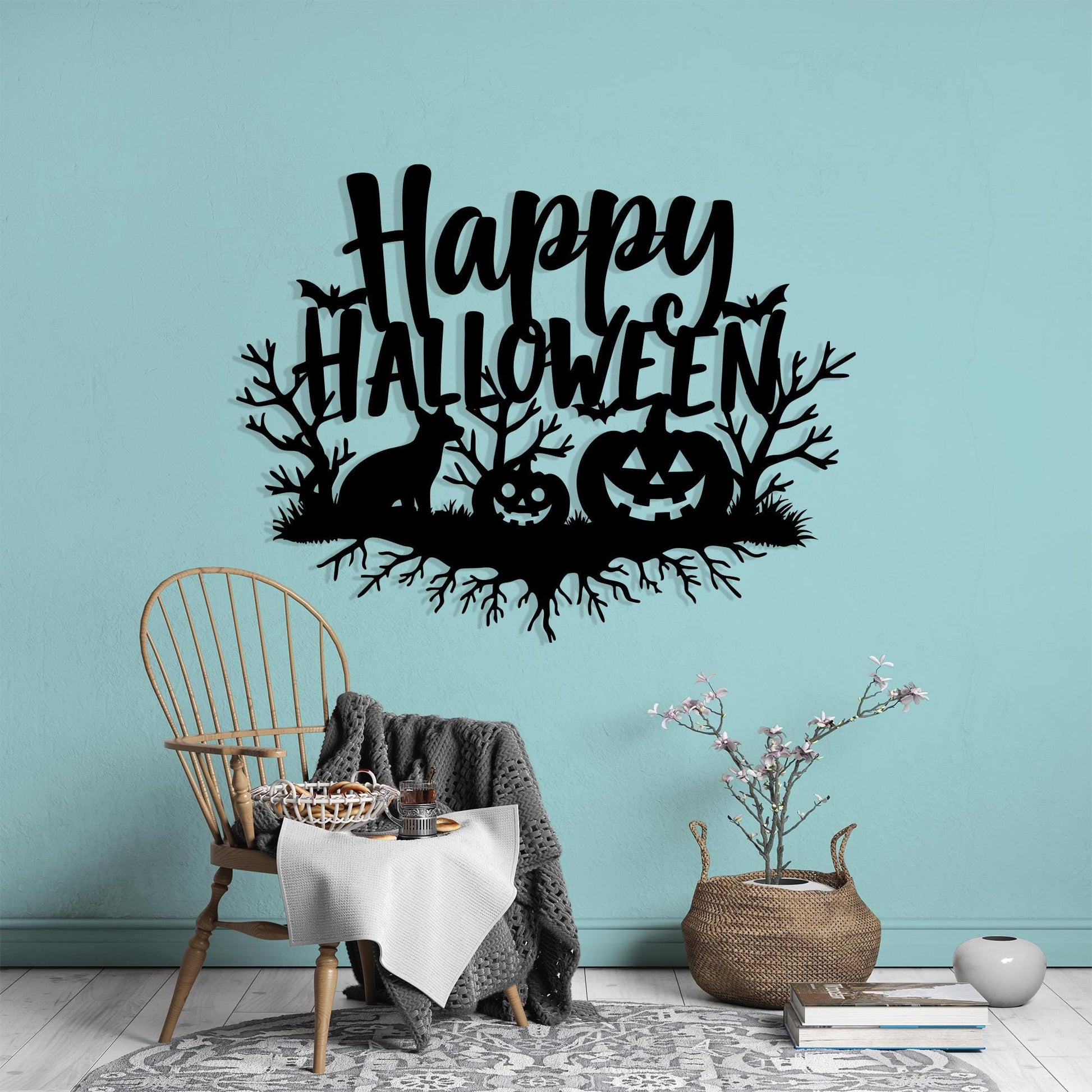 Happy Halloween Metal Wall Art detail of the metal edge