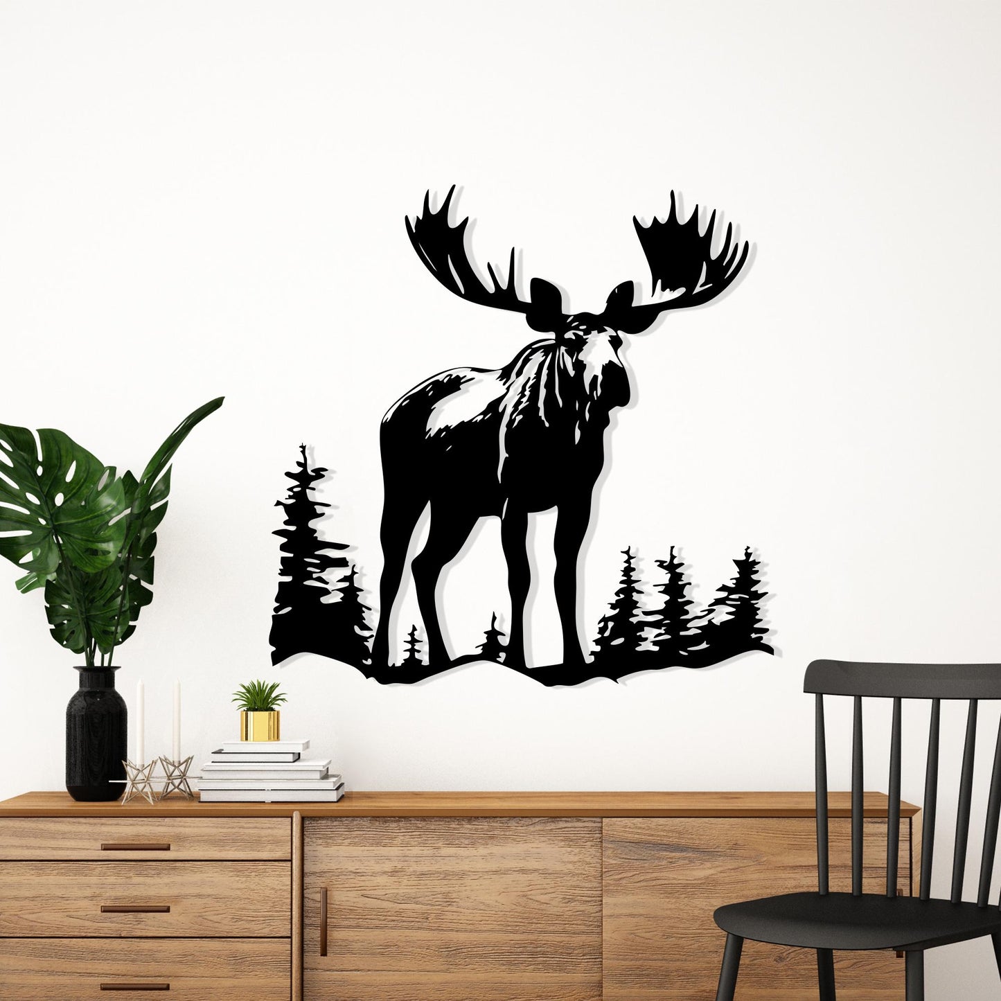 Moose Metal Wall Art, Rustic Cabin Decor, Forest Animal Silhouette | Wallsignature