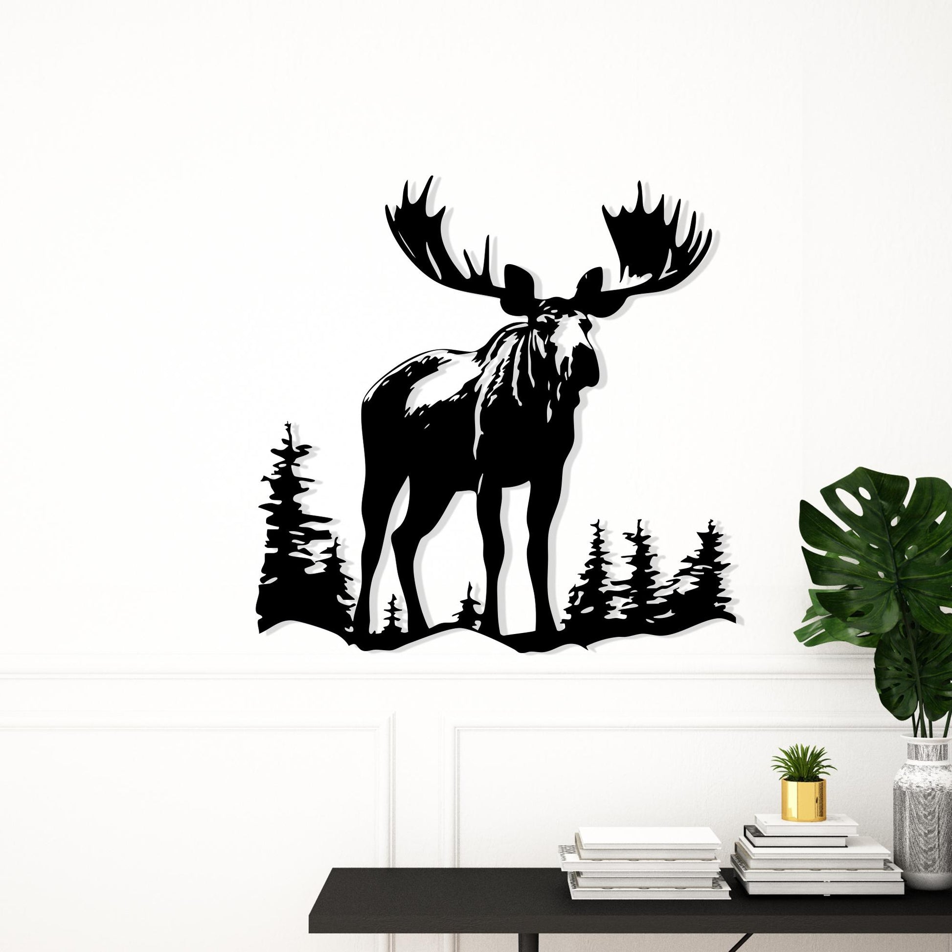 Moose Metal Wall Art, Rustic Cabin Decor, Forest Animal Silhouette | Wallsignature
