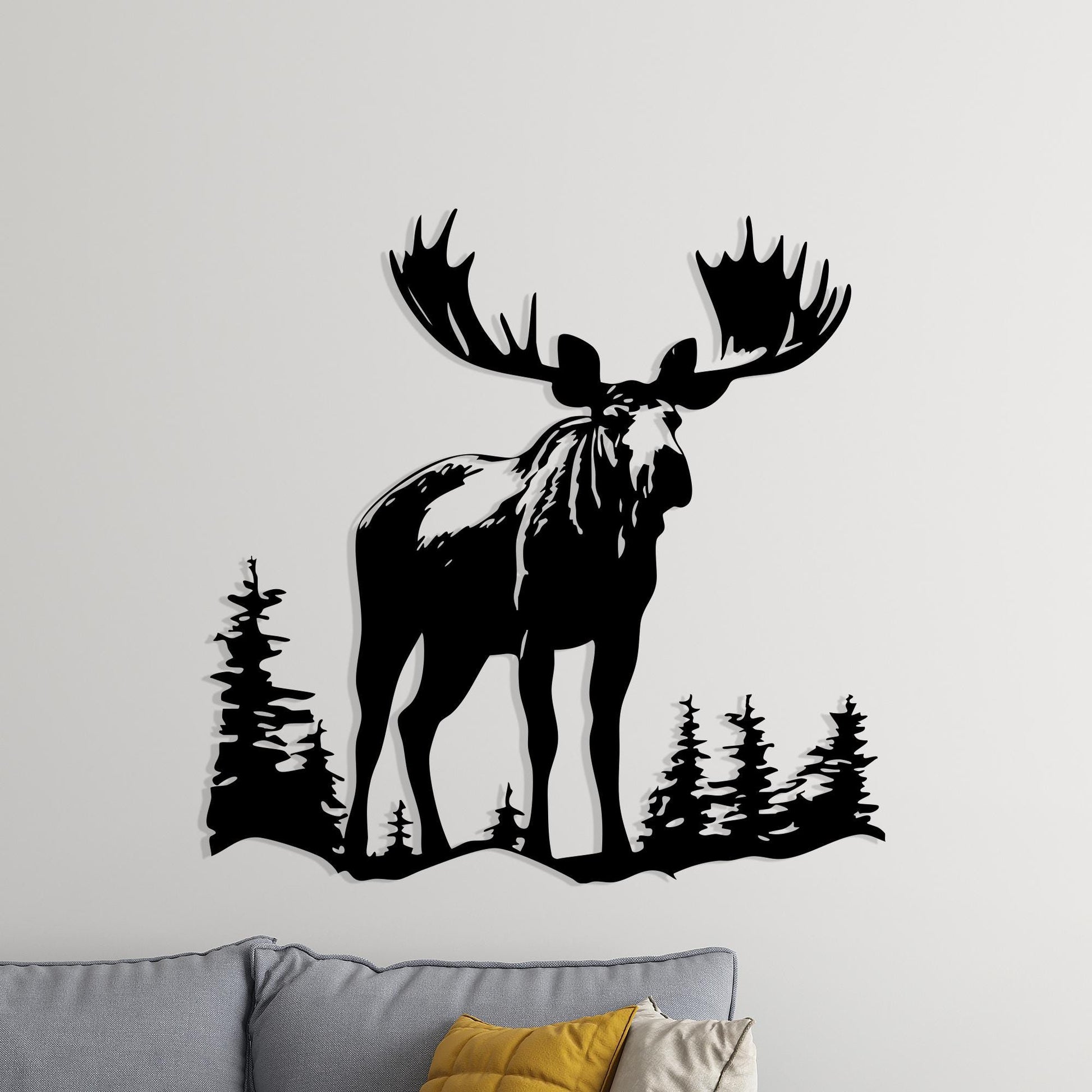 Moose Metal Wall Art, Rustic Cabin Decor, Forest Animal Silhouette | Wallsignature