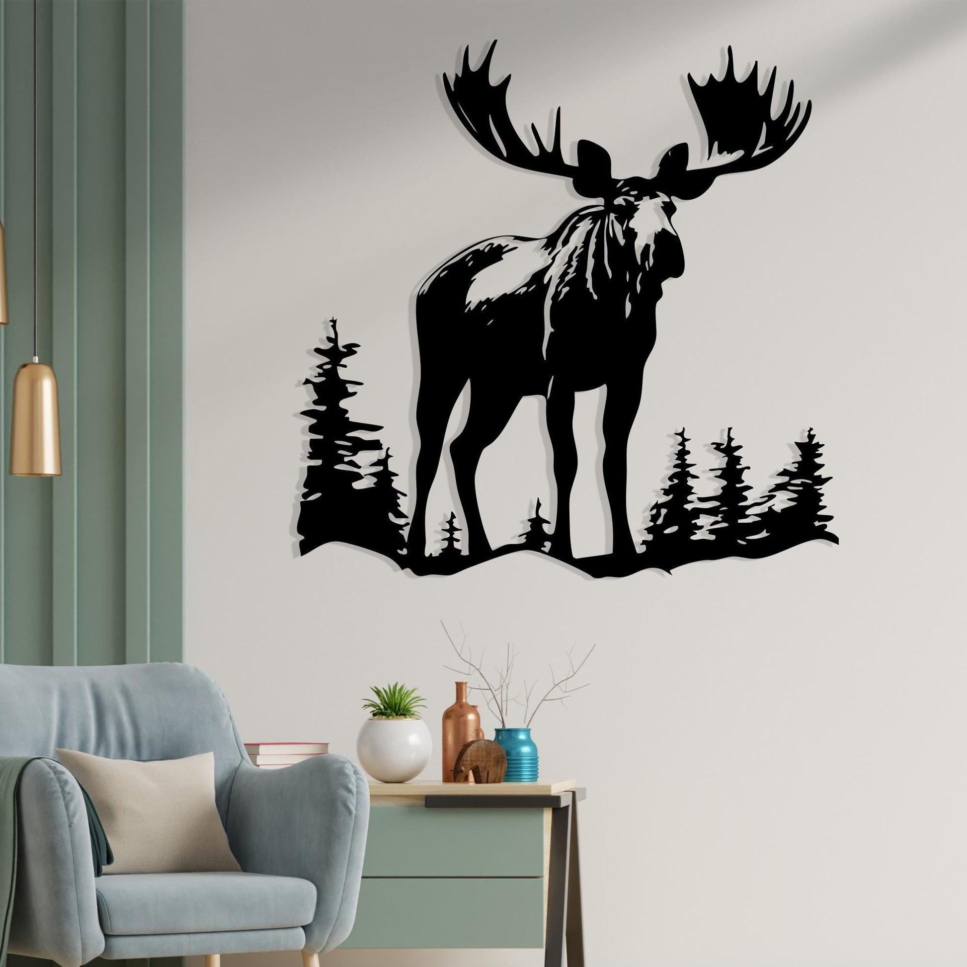 Moose Metal Wall Art detail of the metal edge