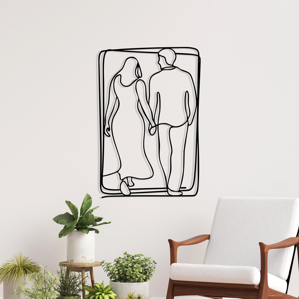 Couple Minimalist Metal Wall Art colour options for the metal panel