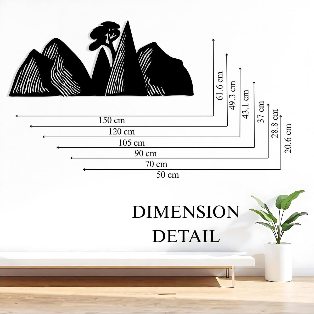 Mountain Metal Wall Art styled above a sofa